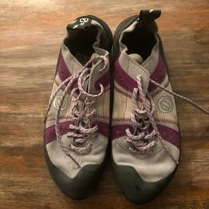 Scarpa Climbing Shoes. Only worn a few times, normal wear and tear.